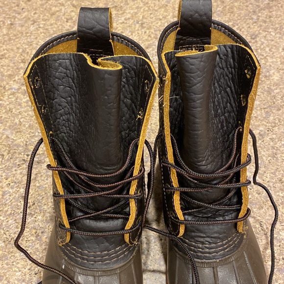 🔥Flash Sale🔥L.L. Bean Boots 8” Bison Leather Rubber Dk Brown Red 6M 274563 Duck - Picture 6 of 17